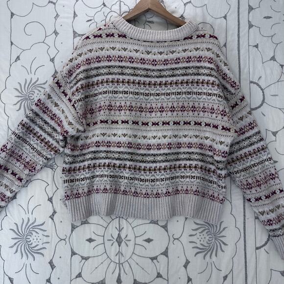 American Eagle Fair Isle Knit Sweater – Neutral Cream Multi – Women’s Large - Picture 3 of 8